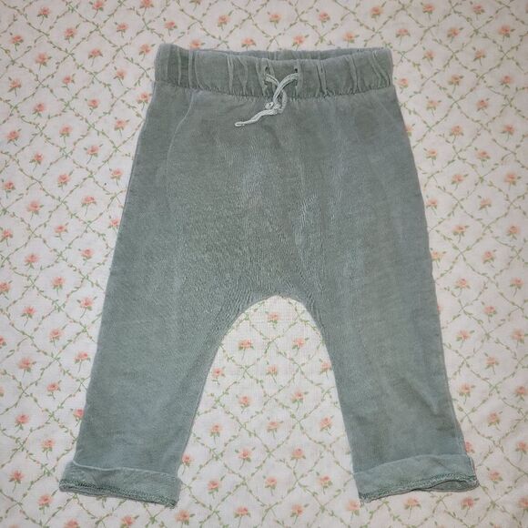 Nordstrom Size 9-12M Green organic cotton drawstring pants - Picture 1 of 4